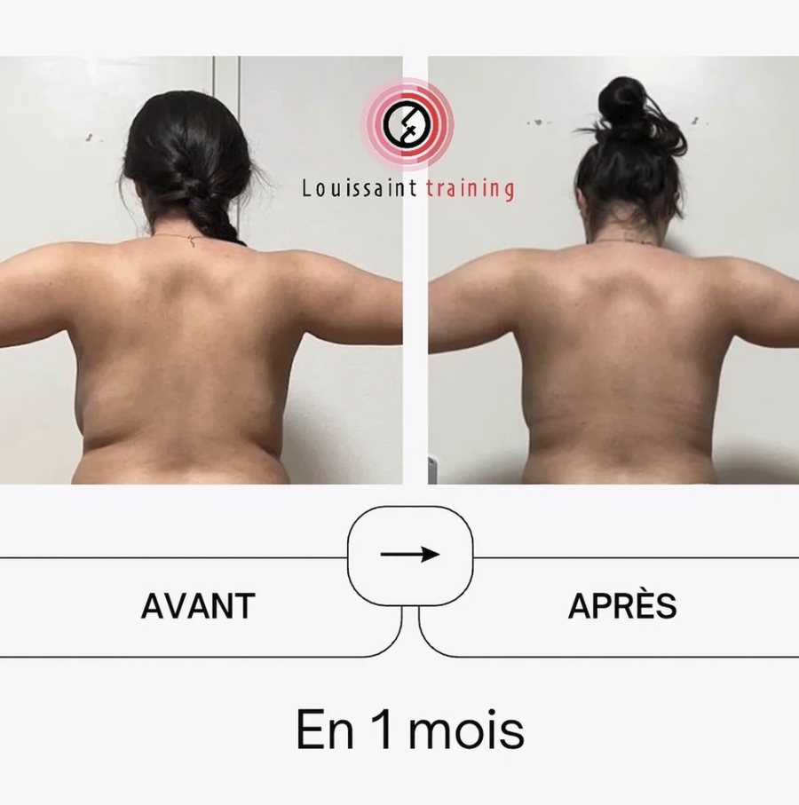 Avant / après du dos et de la posture après un mois de renforcement musculaire